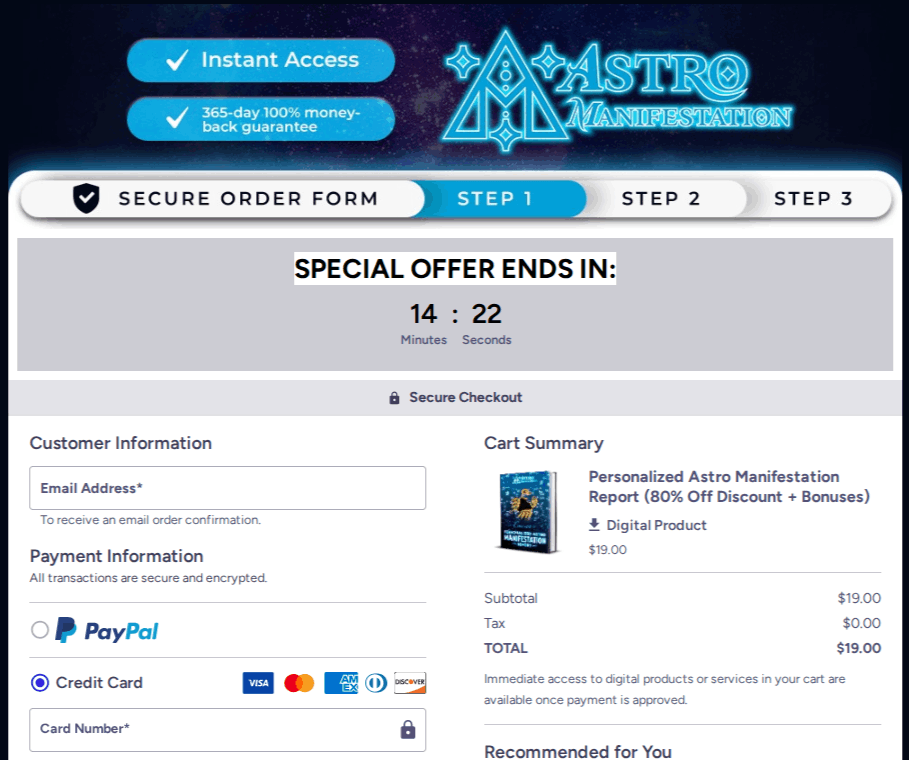 Astro Manifestation Reading Checkout